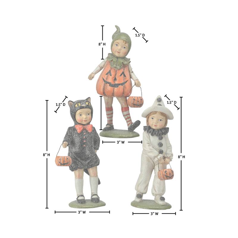 8" Resin Halloween Children Set of 3