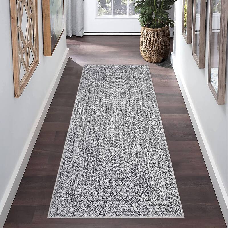 Modern Braided Print Rug Washable Area Rugs for Living Room Bedroom