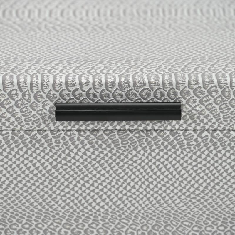 Anouk Set of 2 Rectangular Decorative Storage Boxes - Gray Faux Snakeskin - N/A