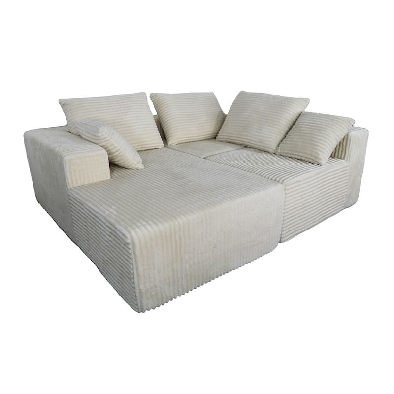 Beige Fabric & Foam Sofa, 107x39x26 inches, 152 Pounds, Multiple Combinations