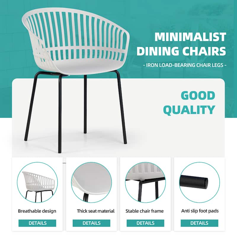 Set of 2 Barras Grey Plastic Dining Chair with Black Iron Legs