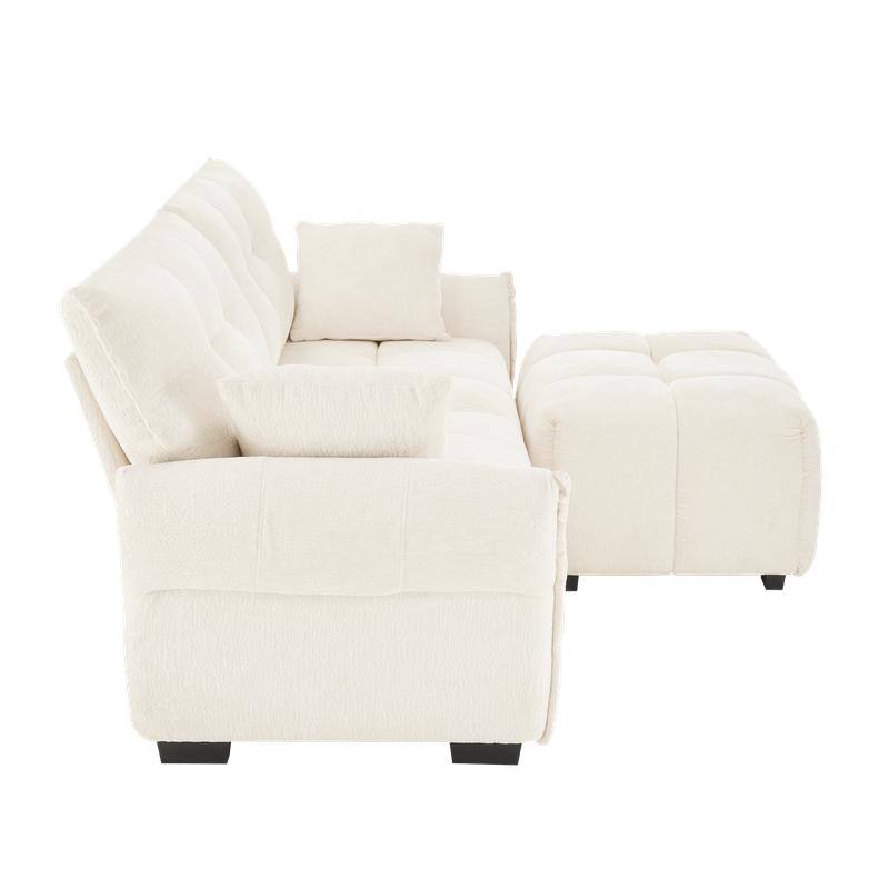 78.7" Chenille Two Seater Upholstered Sofa with Ottoman