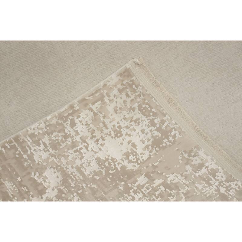 Machine Made Oriental Polyester Carpet Modern Abstract Beige & Ivories Abstract Area Rug - 7' 9'' X 5' 2''