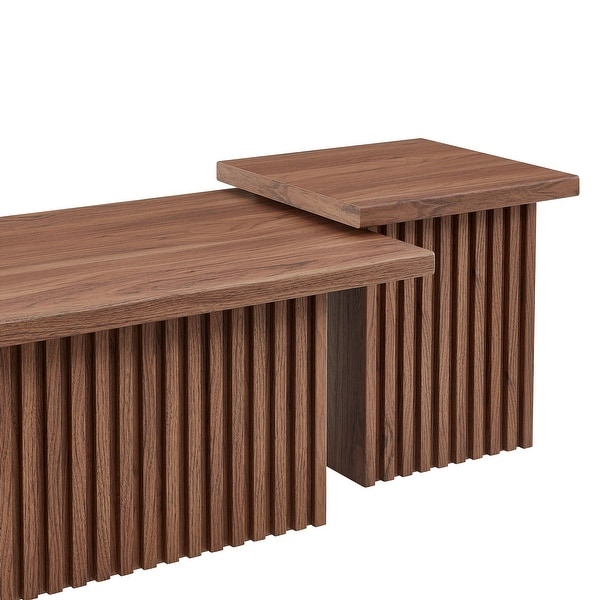Render Nesting Faux Travertine Coffee Tables Set of 2 - Bed Bath
