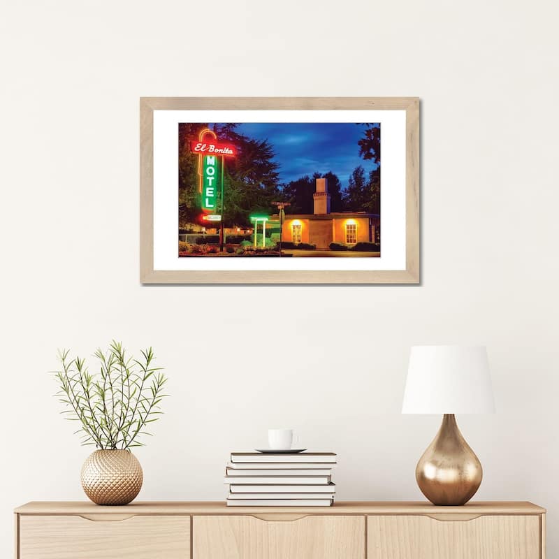 iCanvas "Neon Lights Of A Roadside Motel, El Bonita, St Helena, Napa Valley, California" by George Oze PFA