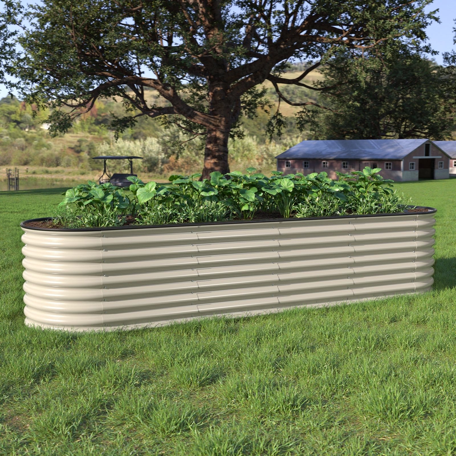 VEIKOUS 96 in. L x 24 in. W x 23 in. H Galvanized Metal Raised Garden Bed, 9-in-1 Outdoor Planter Box