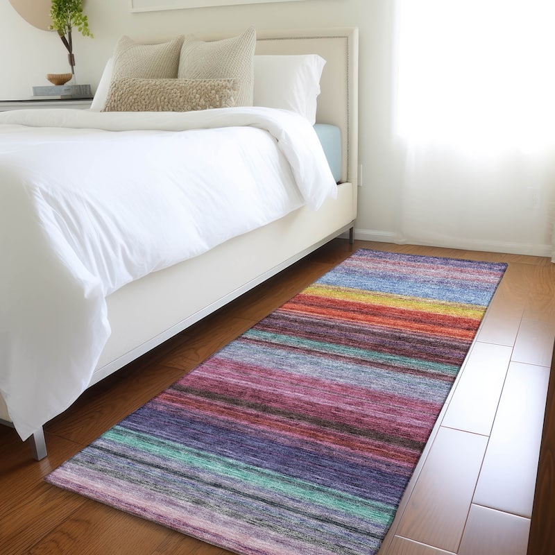 Premium Washable Super Soft Modern Stripes Mayfield Rug - Lavender - 2'3" x 7'6"