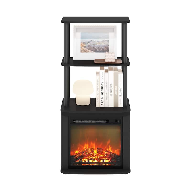 Furinno Turn-N-Tube 2-Tier Tall TV Entertainment Side Table Display Rack with Fireplace Insert