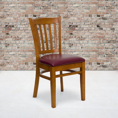 Cherry Hardwood Slat Back Restaurant Chair - 17.5"W x 20.75"D x 34.5"H