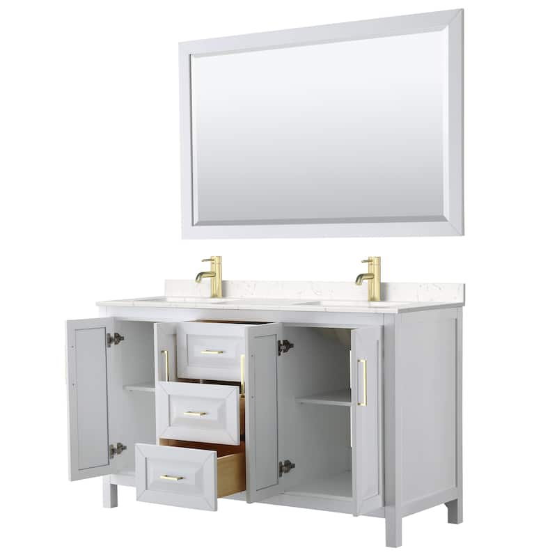 Daria 60 Inch Double Vanity, Cultured Marble Top, 58 Inch Mirror