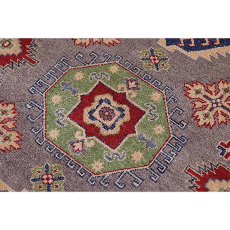 Southwestern Kazak Sonia Gray/Natural Wool Rug - 8'0'' x 10'0''