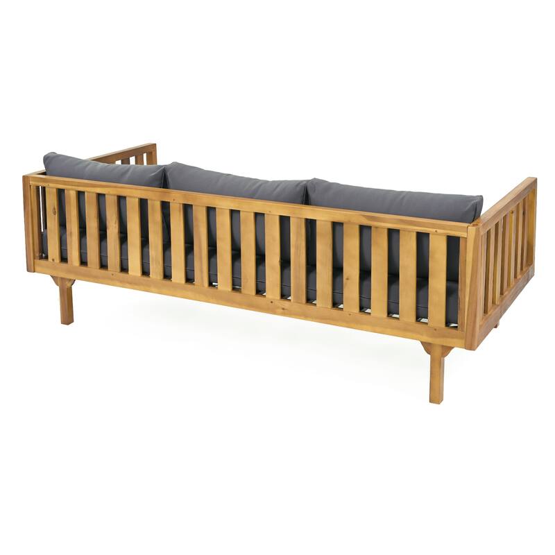 Acacia Wood Daybed Slat Panel Design Water Resistant Cushions Outdoor Patio