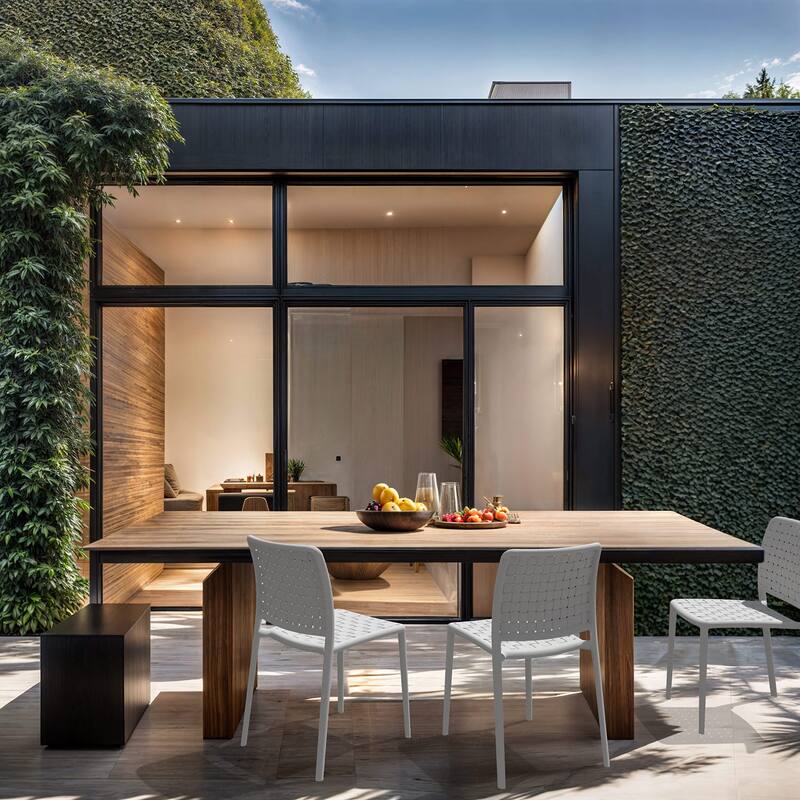 WRGHOME Modern Stacking Patio Dining Side Chair Indoor/Outdoor (Set of 2) - 33.18'' H X 18.50'' W X 21.85'' D