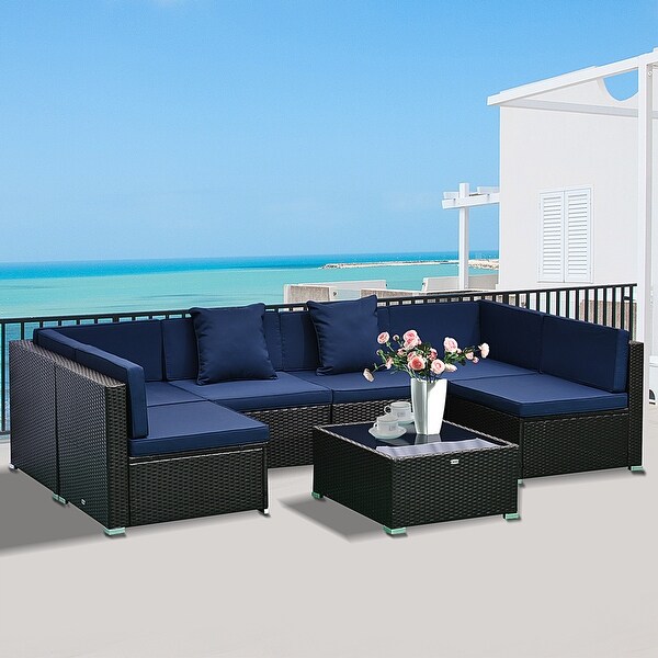 Outsunny 7 piece Wicker Outdoor Sectional Set with Modular Seating