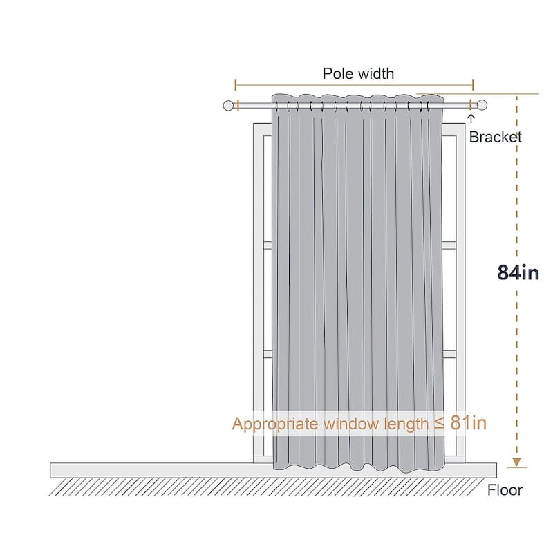Blackout Sliding Glass Door Curtain,W100 x L84, 1 Panel, Black Bed