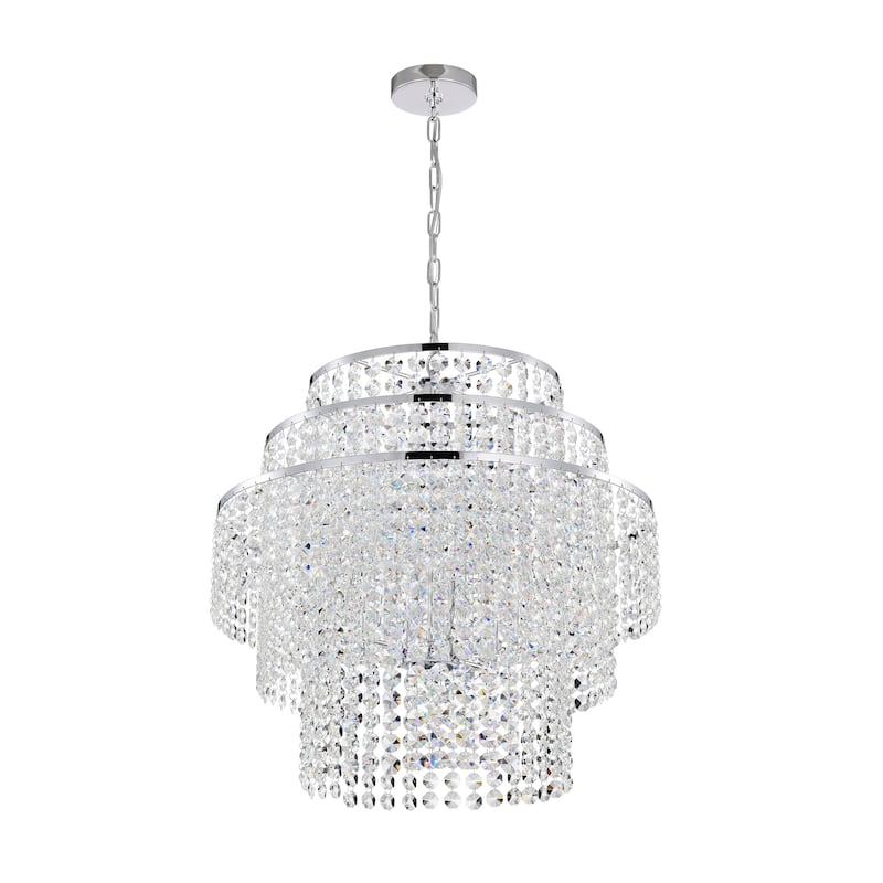 Chrome Finish 6-Light Glam Chandelier with Tier Cascading Crystals
