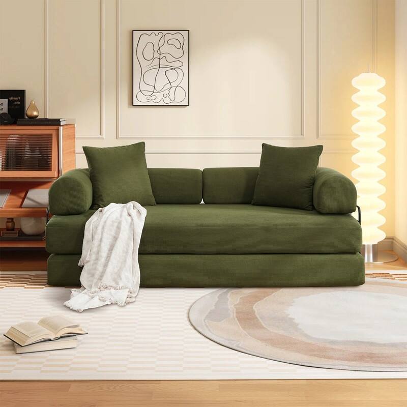 Folding Convertible Sleeper Sofa Bed with Modular Design Perfect for Living Room and Guest Space - Green