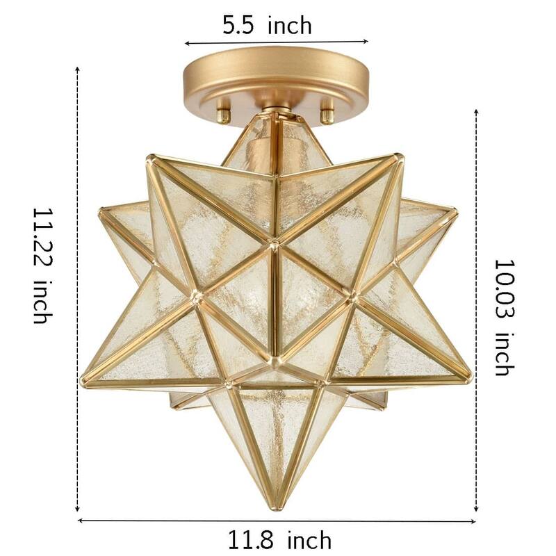 Ferrara Moravian Star Light Flush Mount Ceiling Light with Seeded Glass Shade 12-inch