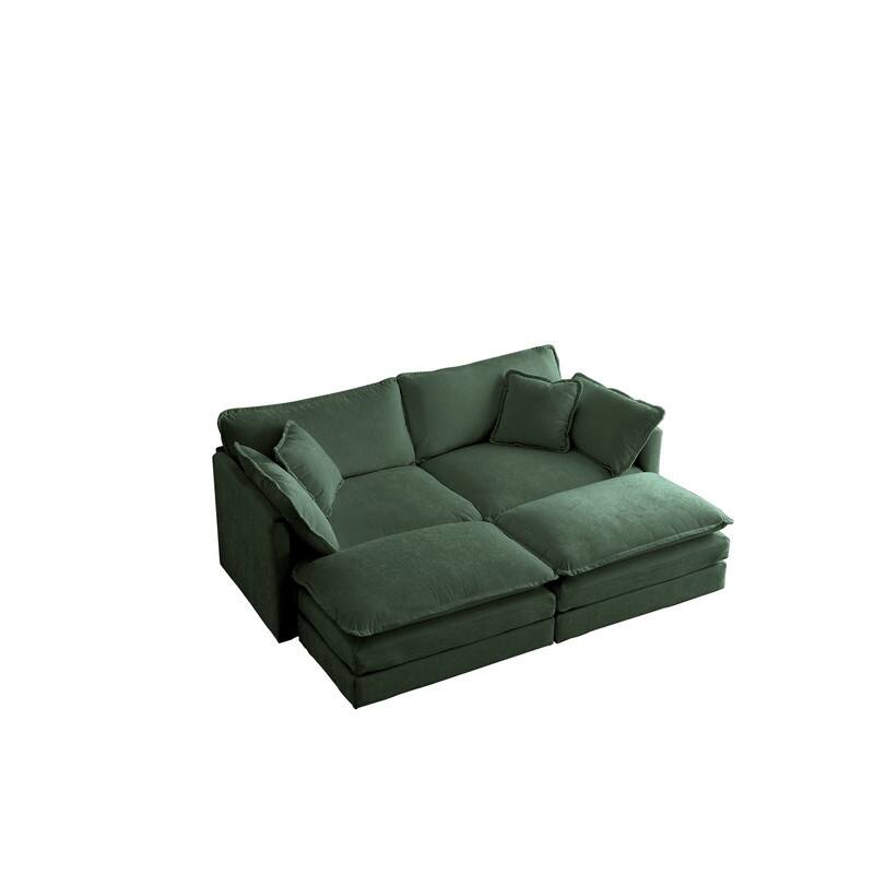 Modern Accent Chair with Ottoman, Living Room Club Chair Chenille Upholstered Armchair , Reading Chair for Bedroom