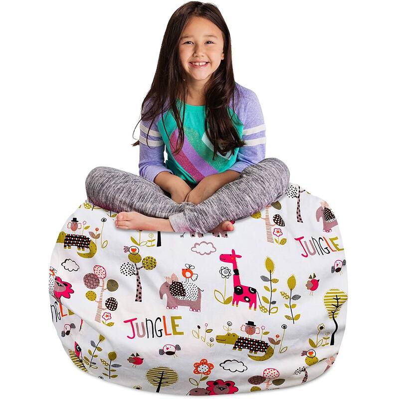 Kids Bean Bag Chair Cover Stuffed Animal Storage or Toy Organizer