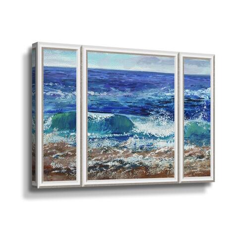 Ocean Wave On The Shore Watercolor Beach House V Gallery Wrapped Canvas by Irina Sztukowski