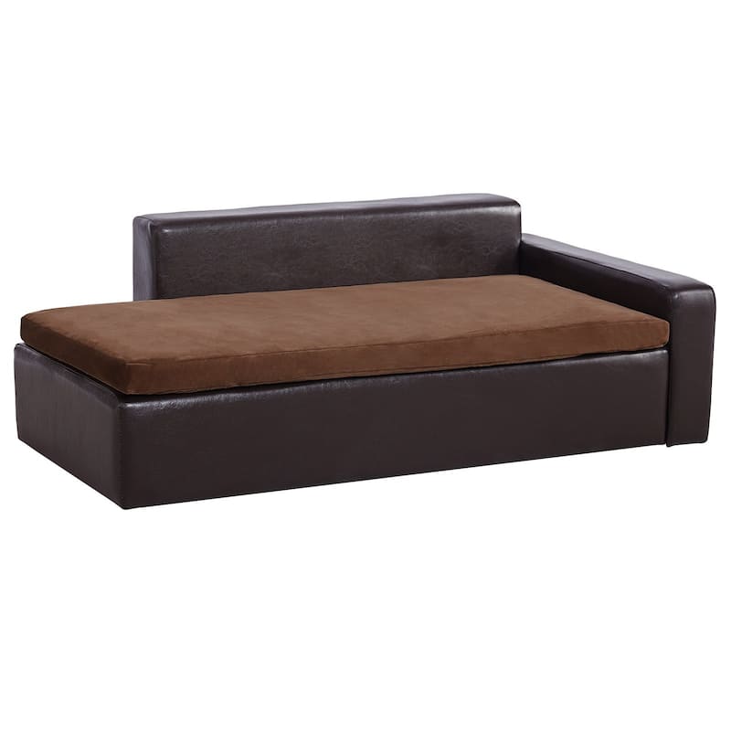 Brown Soft Faux Leather Dog Sofa Couch Perfect for Indoor Pets Suitable for Various Places