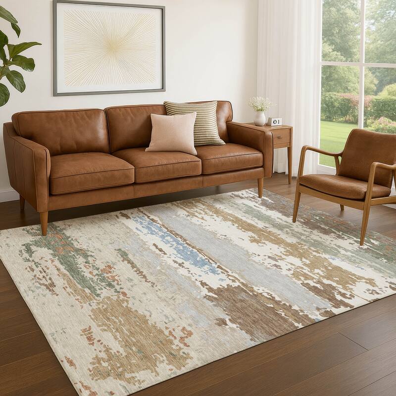 Machine Washable Indoor/ Outdoor Modern Buena Chantille Rug