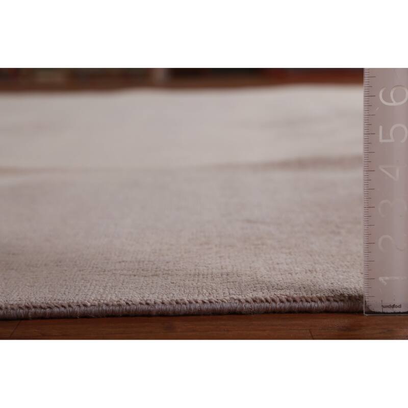 Hand Knotted Oriental 100% Wool Carpet Modern Solid Pink Gabbeh Area Rug - 13' 0'' X 10' 0''