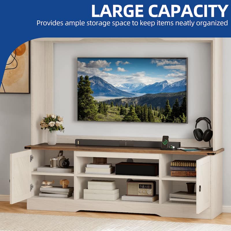 Moasis Vintage TV Stand with Power Outlet for 65" TVs