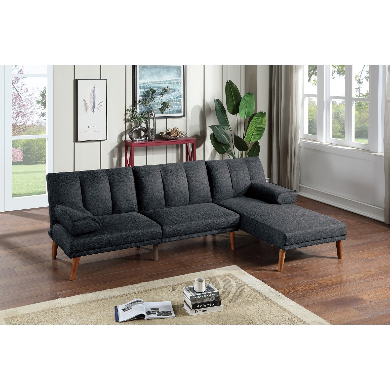 Adjustable Sofa Chaise 2 Pieces Retro Sofa and Chaise Set Home
