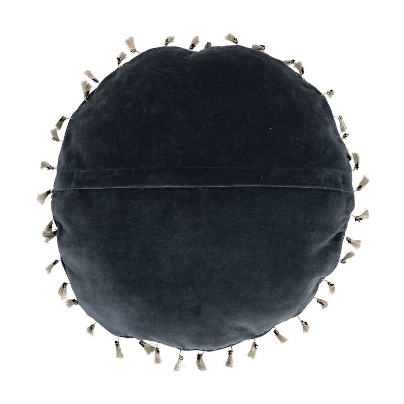 Cotton Velvet Pillow with Metallic Embroidery and Tassels