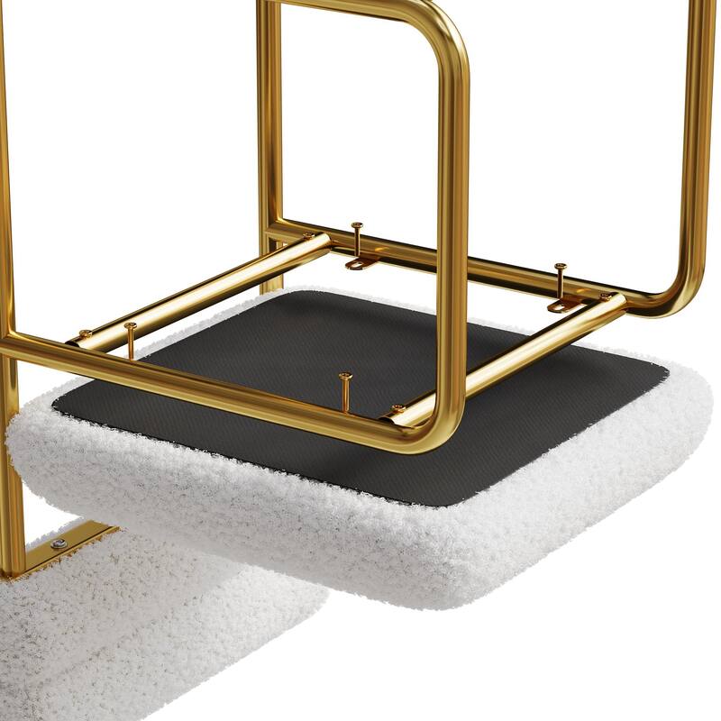 GDFStudio - Rosdale Minimalist Soft Plush Upholstered Dining Chair Set with Ergonomic Backrest and Golden Metal Legs, Set of 2