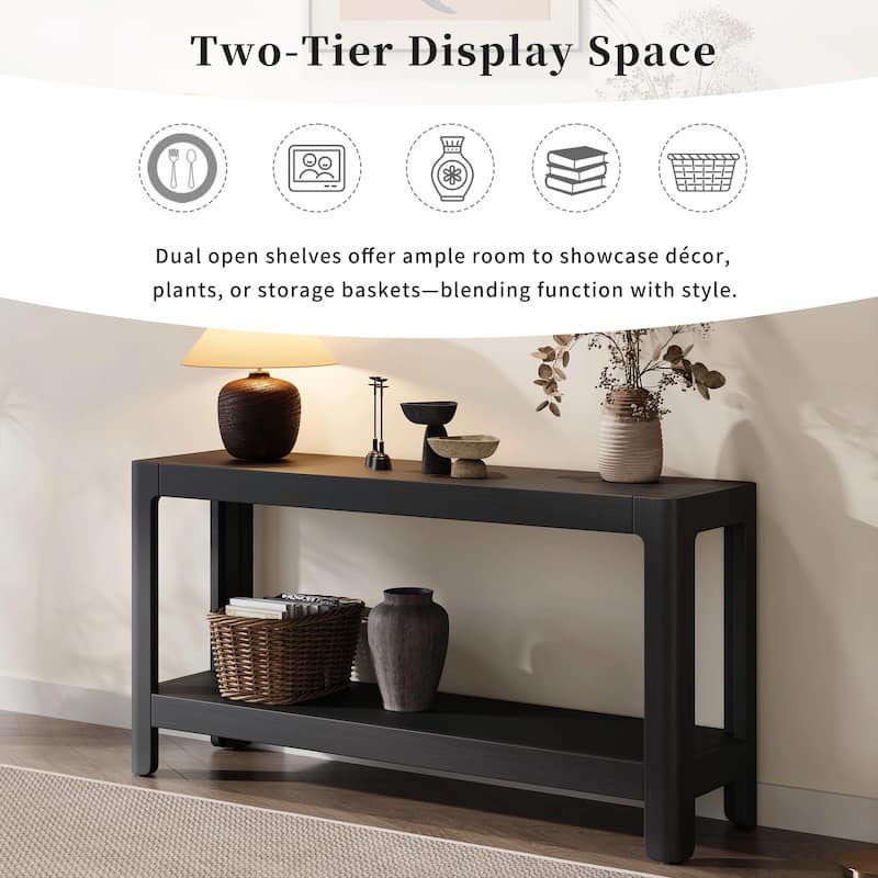 Modern Farmhouse Console Table, Elegant Minimalist Design with Premium Wood Veneer and Rounded Corners