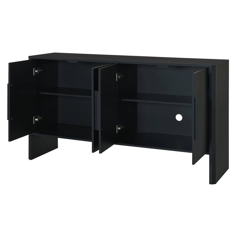 4-Door Large Storage Retro Sideboard with Adjustable Shelves and Long Handles for Kitchen, Dining Room and Living Room