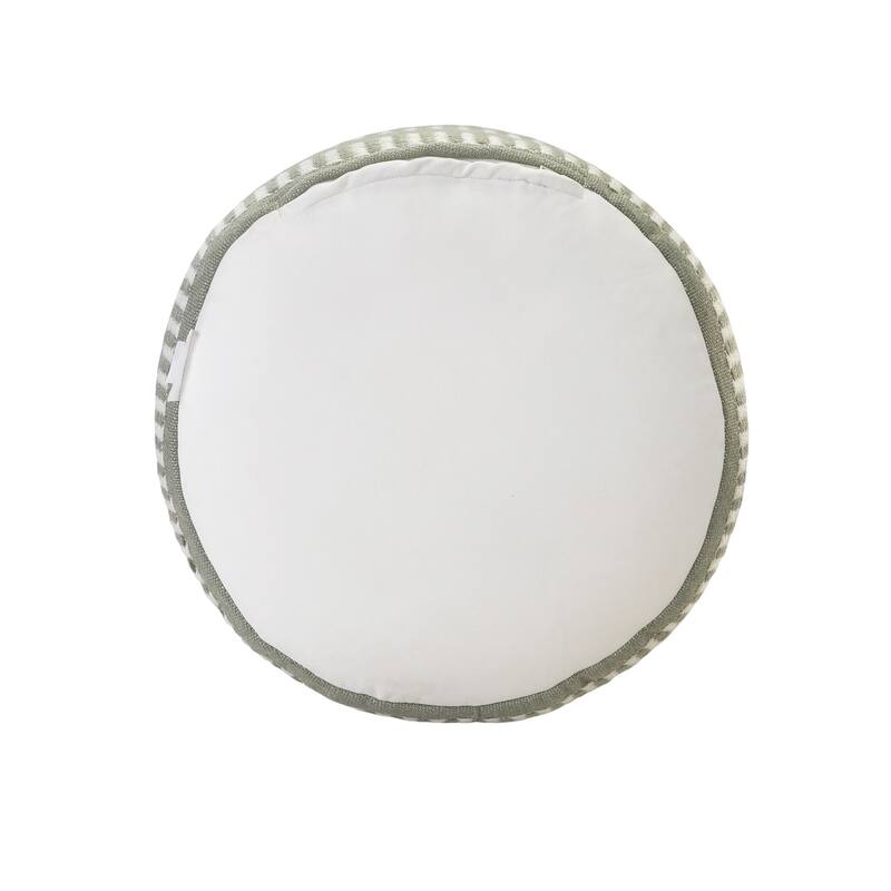 20" Green and White Striped Round Outdoor Patio Pouf Ottoman