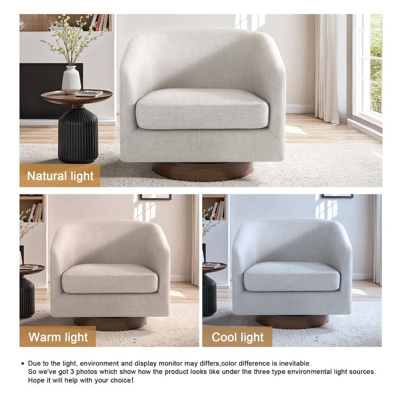 2 Set Modern Wide Round Swivel Accent Barrel Chairs