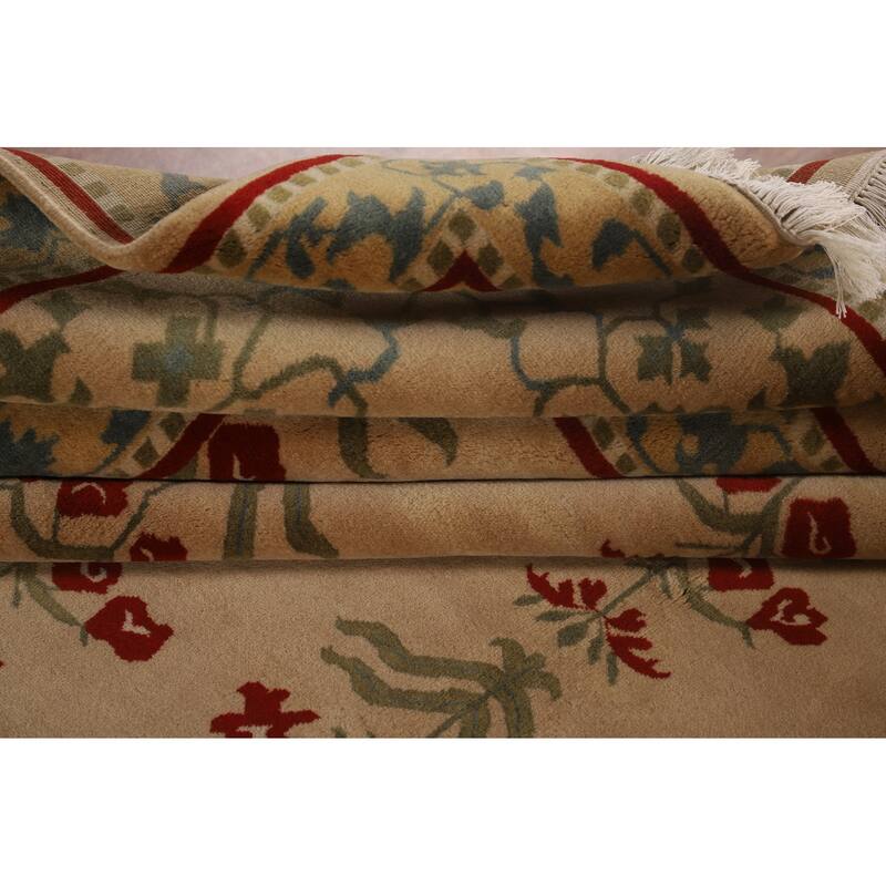 All-Over Aubusson Oriental Area Rug Handmade Wool Carpet - 9'2"x 11'10"