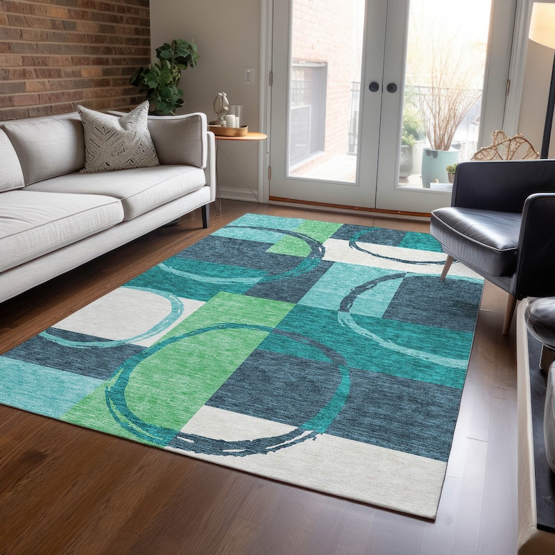 Machine Washable Indoor/ Outdoor Contemporary Chantille Rug