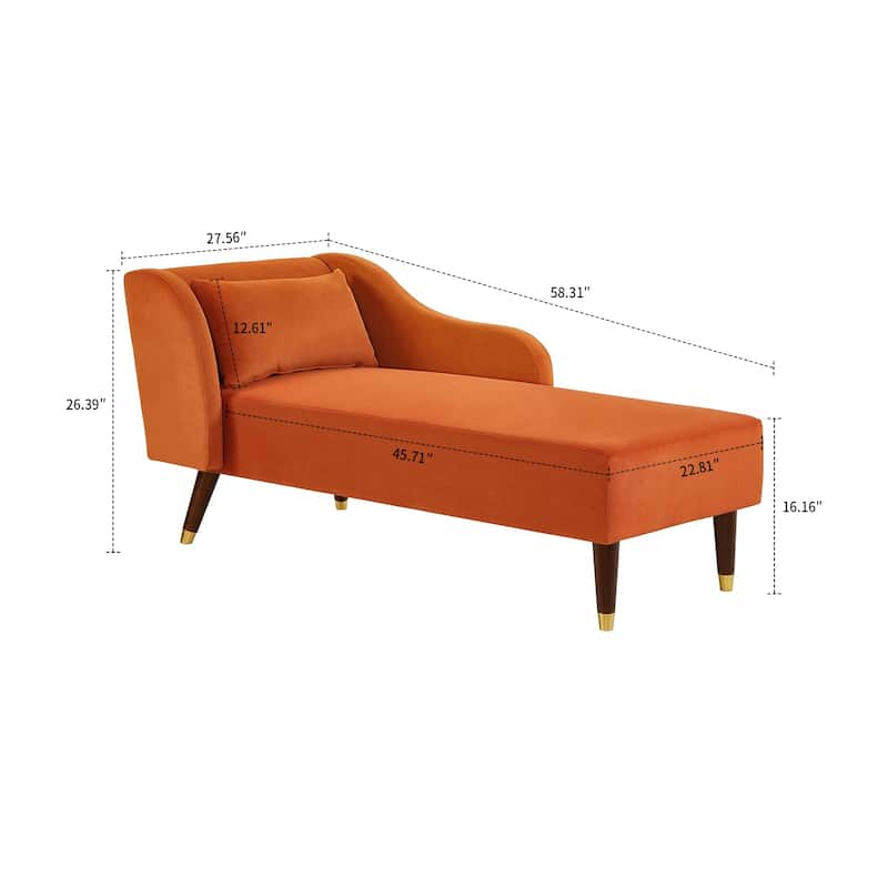 Mid-Century Vintage Velvet Upholstered Leisure Chaise Lounge with a Pillow
