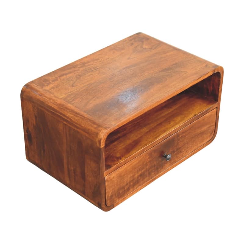 HomeRoots 22" Chestnut Solid Wood One Drawer Floating Nightstand