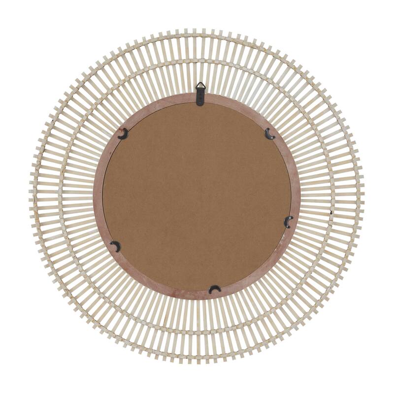 Bamboo Wood Starburst Handmade Stick Wall Mirror with Wrapped Rattan - Cream or Brown - Roche River Decor