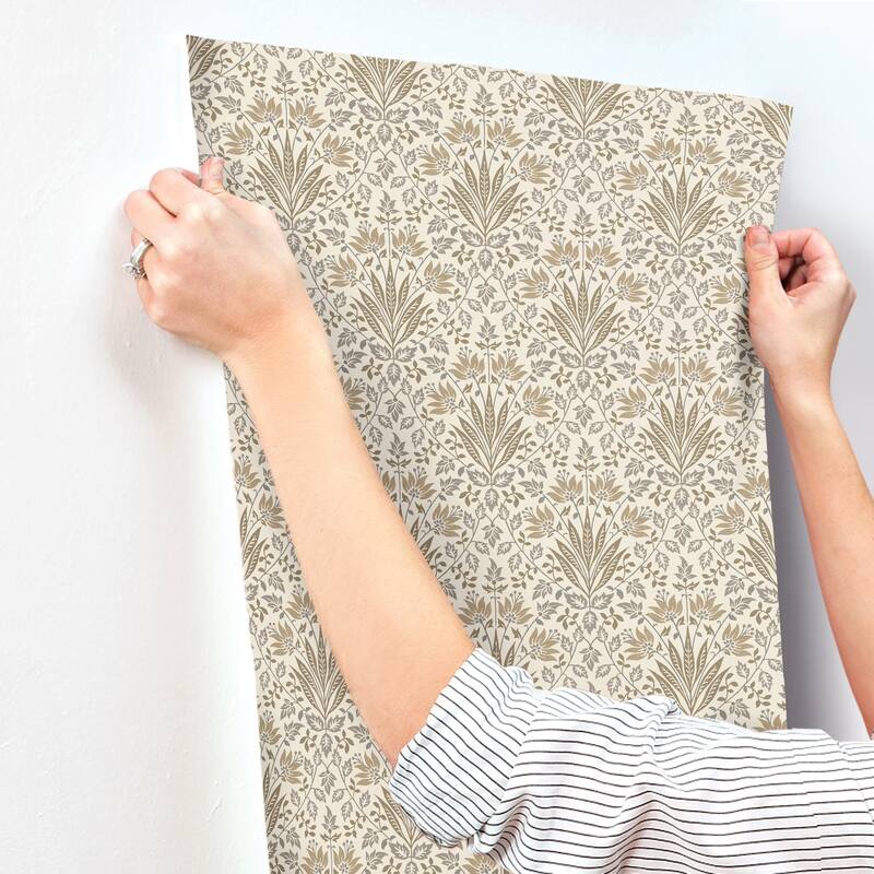 Chris Loves Julia x A-Street Prints Woodbury Brown Floral Damask Wallpaper