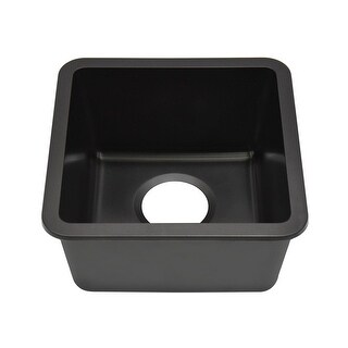 15 Inch Lexicon Platinum Quartz Composite Drop-in Undermount Single Bowl Galaxy Black Kitchen Sink LP-1515-K-SO - 15x15