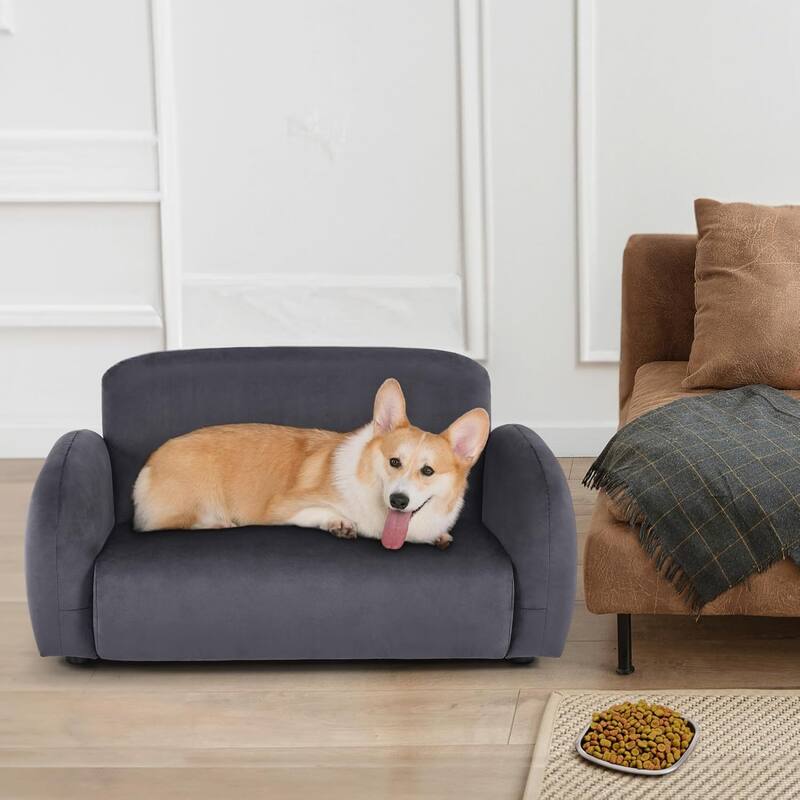 MCombo 29 inches Dog Couch, Rounded Corner Design Dog Sofa with Anti-Slip Feet for Small Medium Dogs