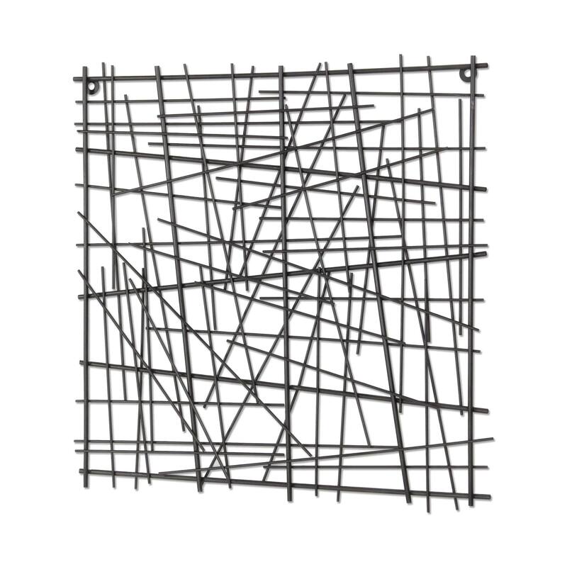 Pewter Finished Square Abstract Wall Art - 19.5" - Black