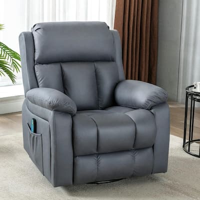 Heated Massage Recliner Chair with 360° Swivel, Rocking Feature, and Side Pocket for Living Room
