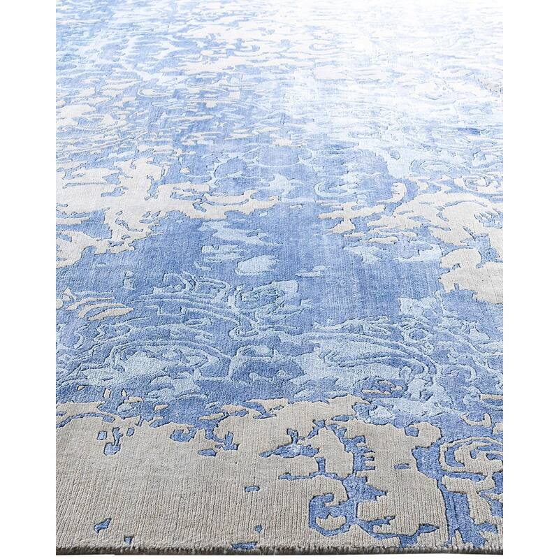 Modern One-of-a-Kind Hand-Knotted Area Rug, Blue - 9' 2" x 12' 1"