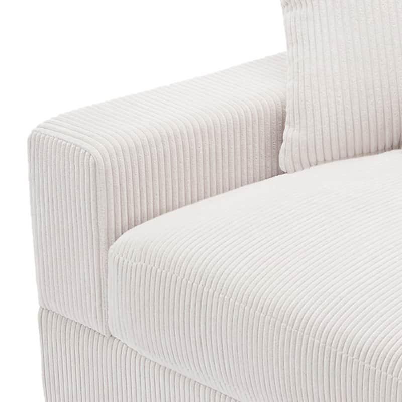 Upholstered Corduroy Modular Sectional Sofa with 2 throw pillows