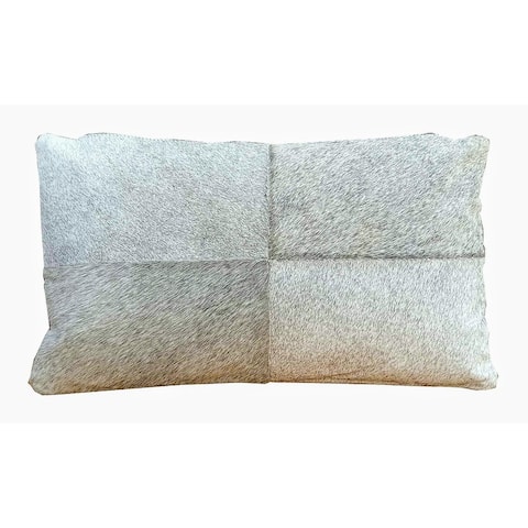 ABBA Grey Rectangular Cowhide Double-sided Leather Lumbar Pillow