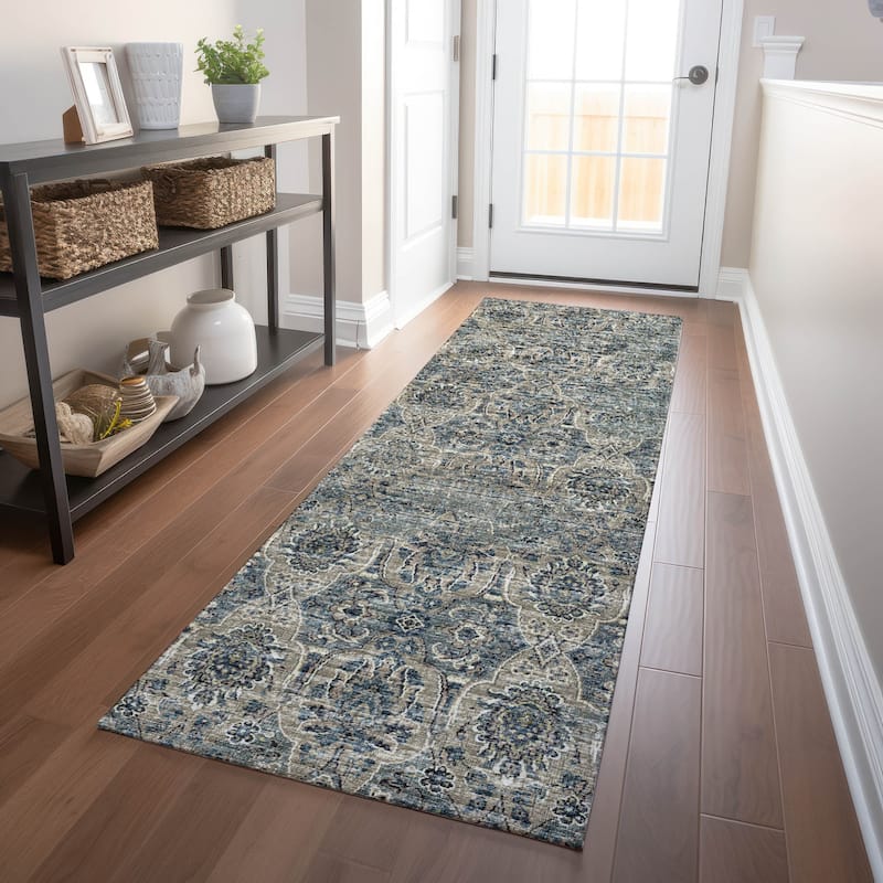 Premium Washable Super Soft Traditional Damask Mayfield Rug - River - 2' 3" x 7' 6" - Runner